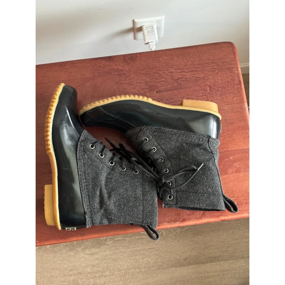 G.H. Bass Black Herringbone Duck Boots Womens Size 10